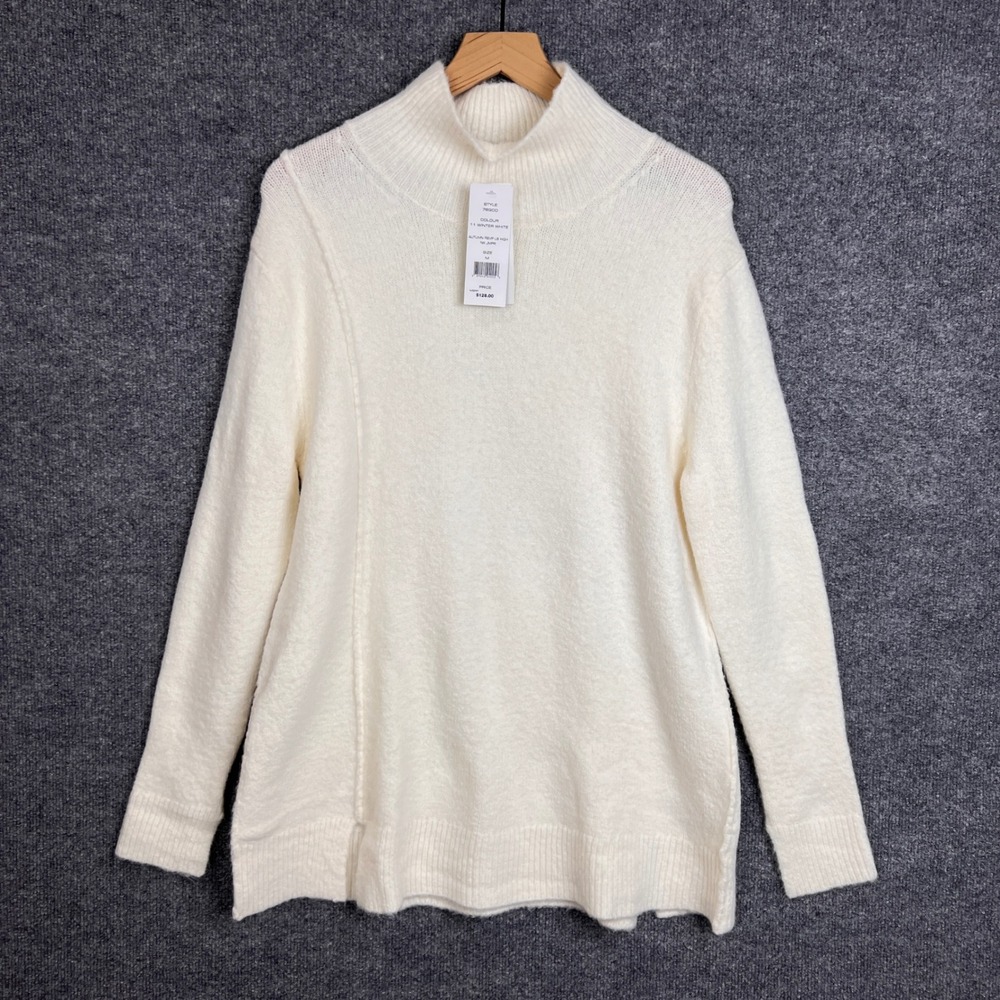 NEW‎ $128 French Connection Winter White High Neck Sweater Long Sleeve Women's M